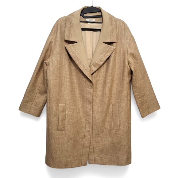 Paule Ka Textured Woven Tweed Long Jacket Tan Khaki - Picture 3 of 17